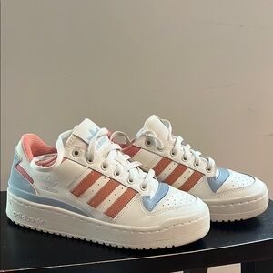 Adidas Women's White and Coral Sneakers